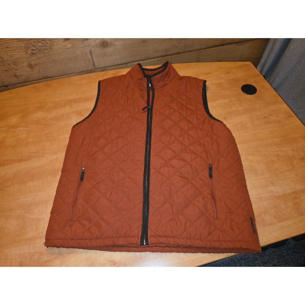 Field & Stream Mens XL Quilted Vest Rust Orange Full Zip Padded Outdoor Gilet
